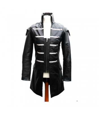 Mens Gothic Steampunk Lambskin Jacket Goth Black Leather Jacket 